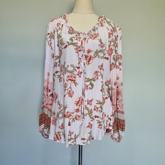 City Chic Multicolour Boho Floral Baloon Sleeve Blouse Plus Size XS - Picture 2 of 7